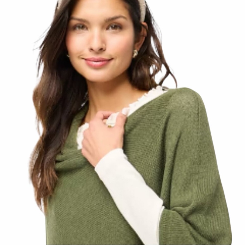 NWT J. Crew Cotton-Blend Triangle Sweater Poncho - Tyrol/OS - Picture 1 of 10